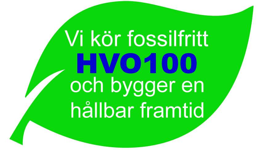 Grön grafik för fossilfritt HVO100-bränsle – Ekstrands kör grönt
